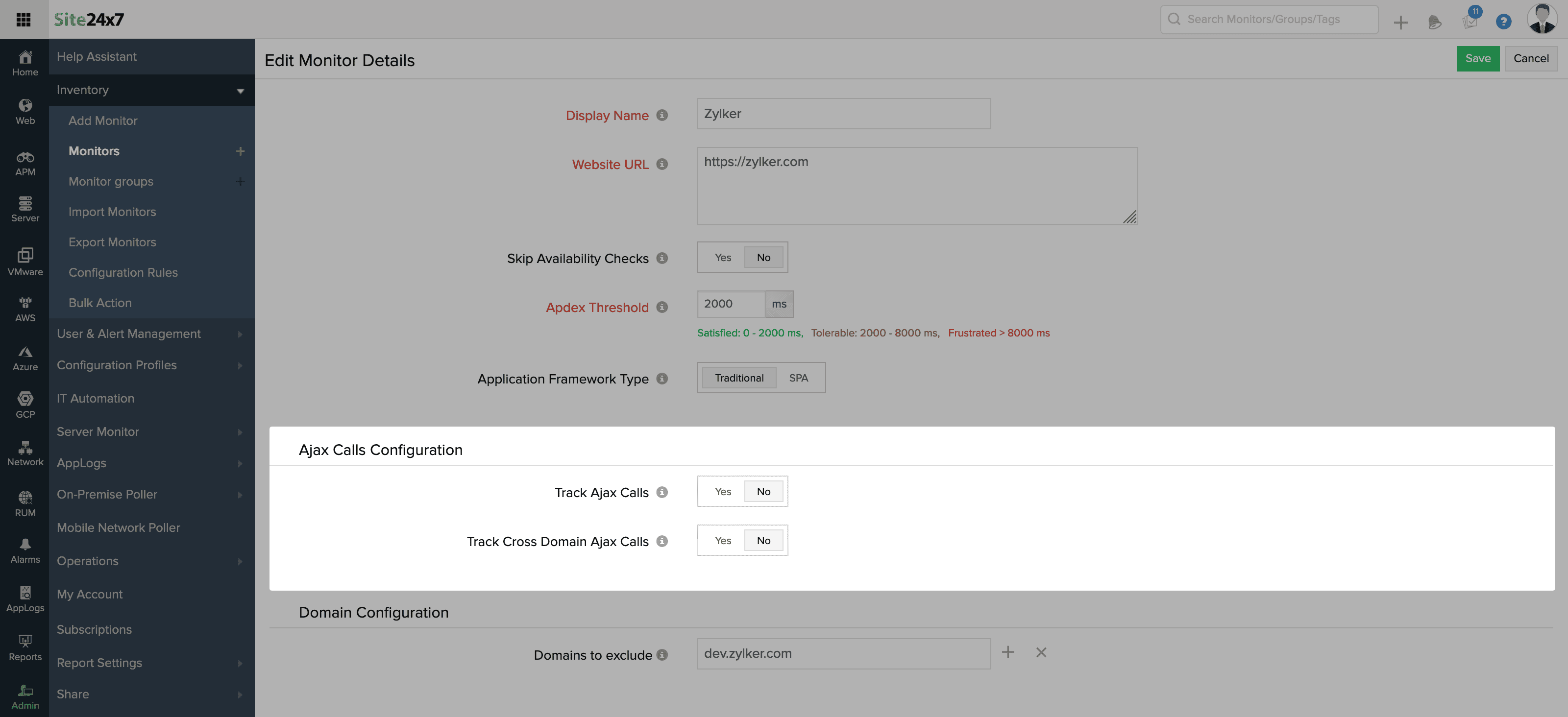 Ajax Calls Configuration