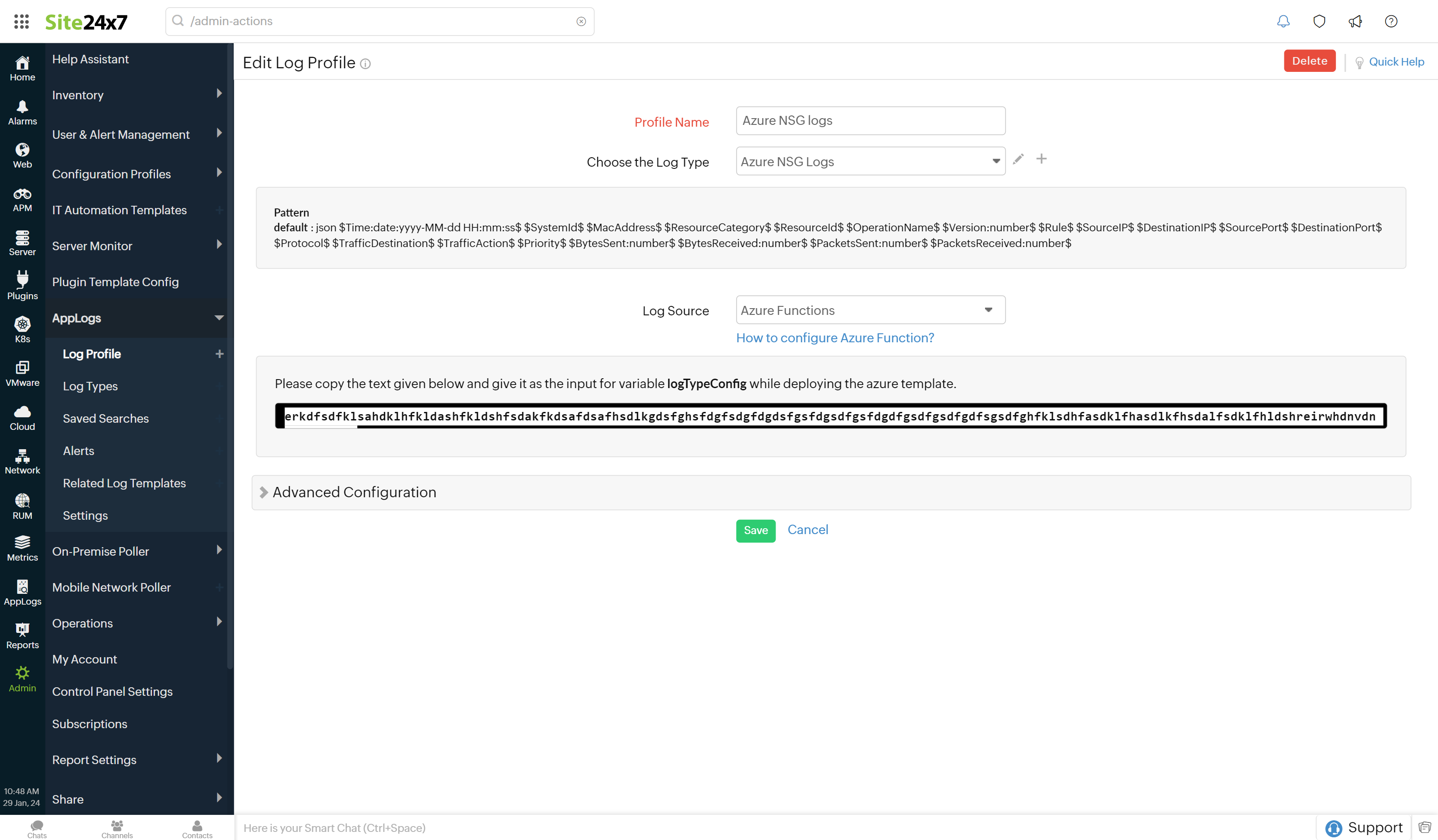 NSG flow logs configuration