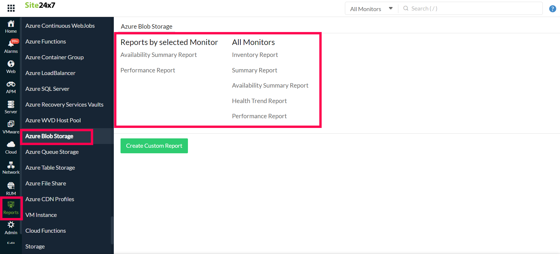 Blob Storage Reports