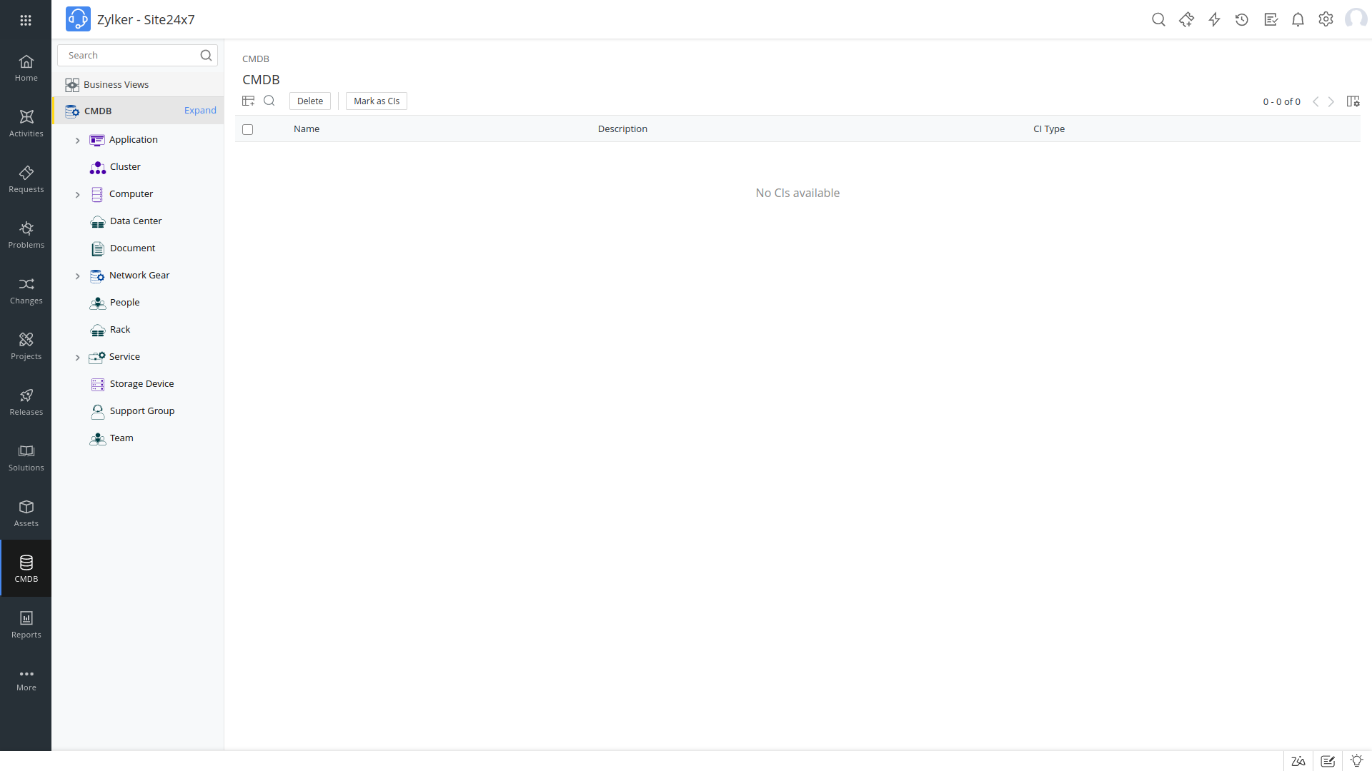 CMDB dashboard SDP on-demand