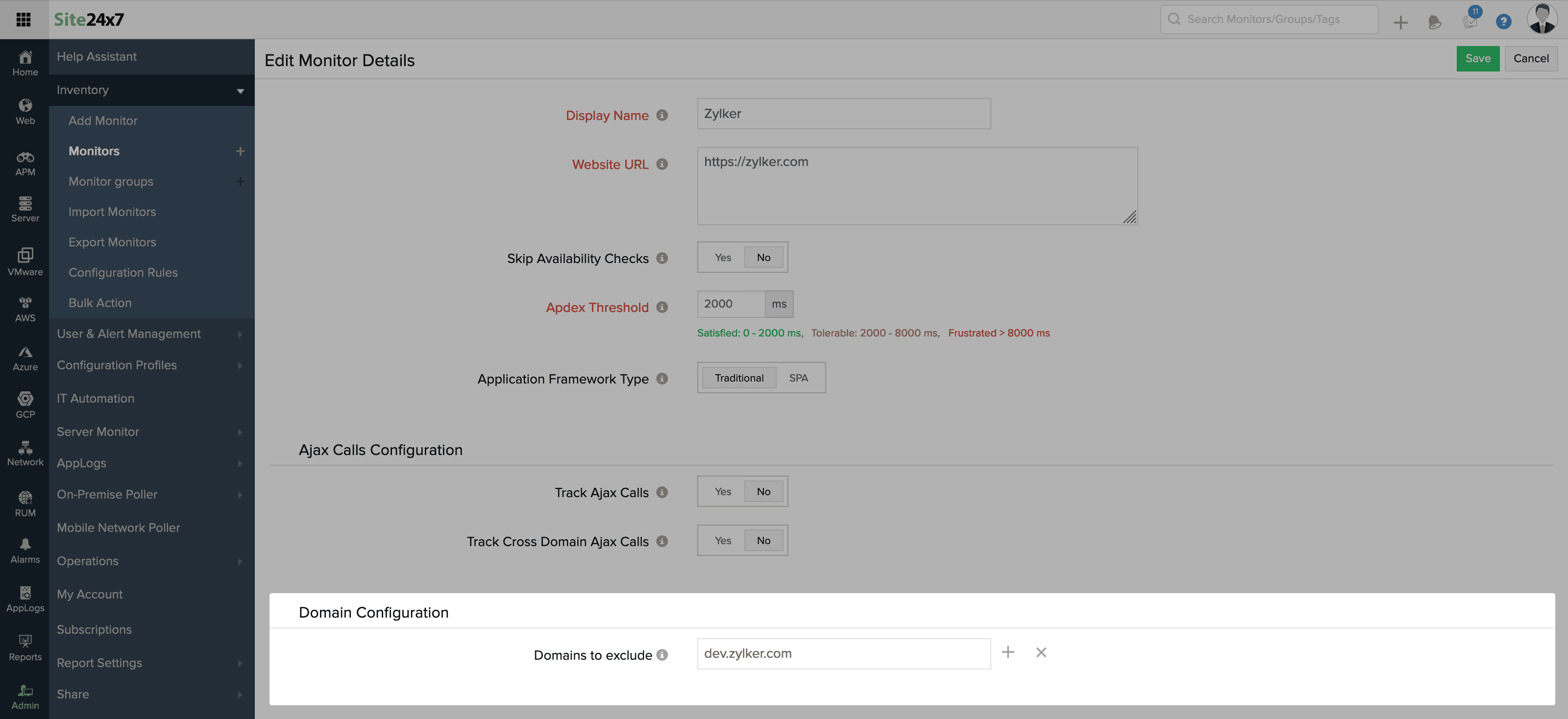 Domain configuration