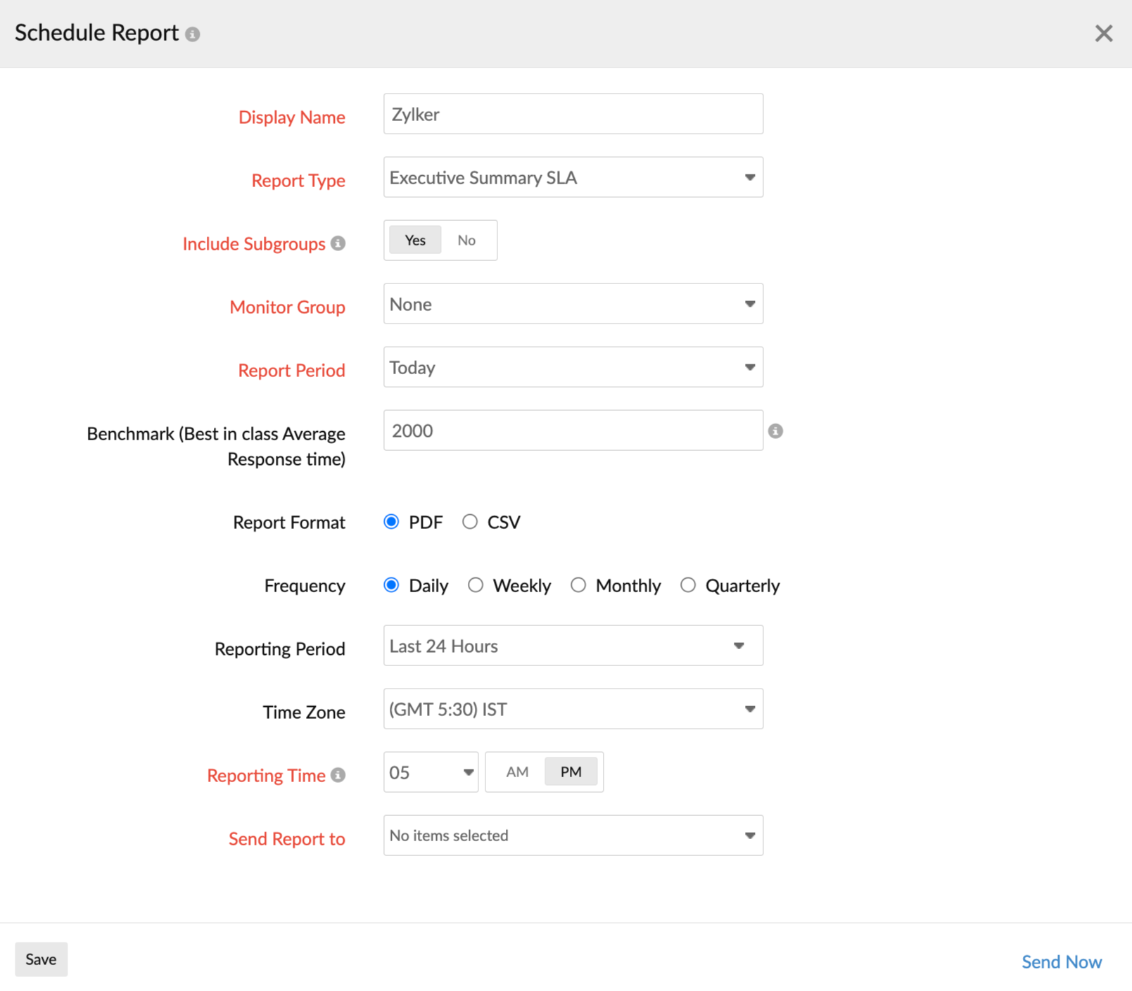 Executive summary SLA in schedule report