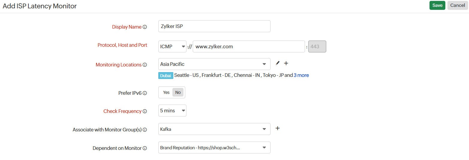 ISP Monitor header page