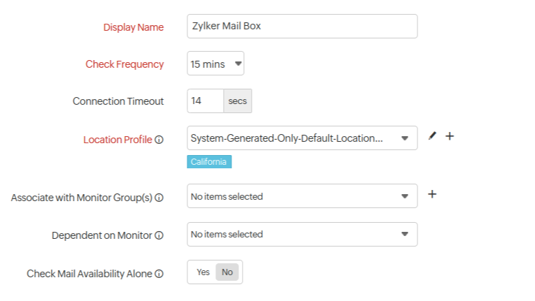 Mail delivery monitor - general settings