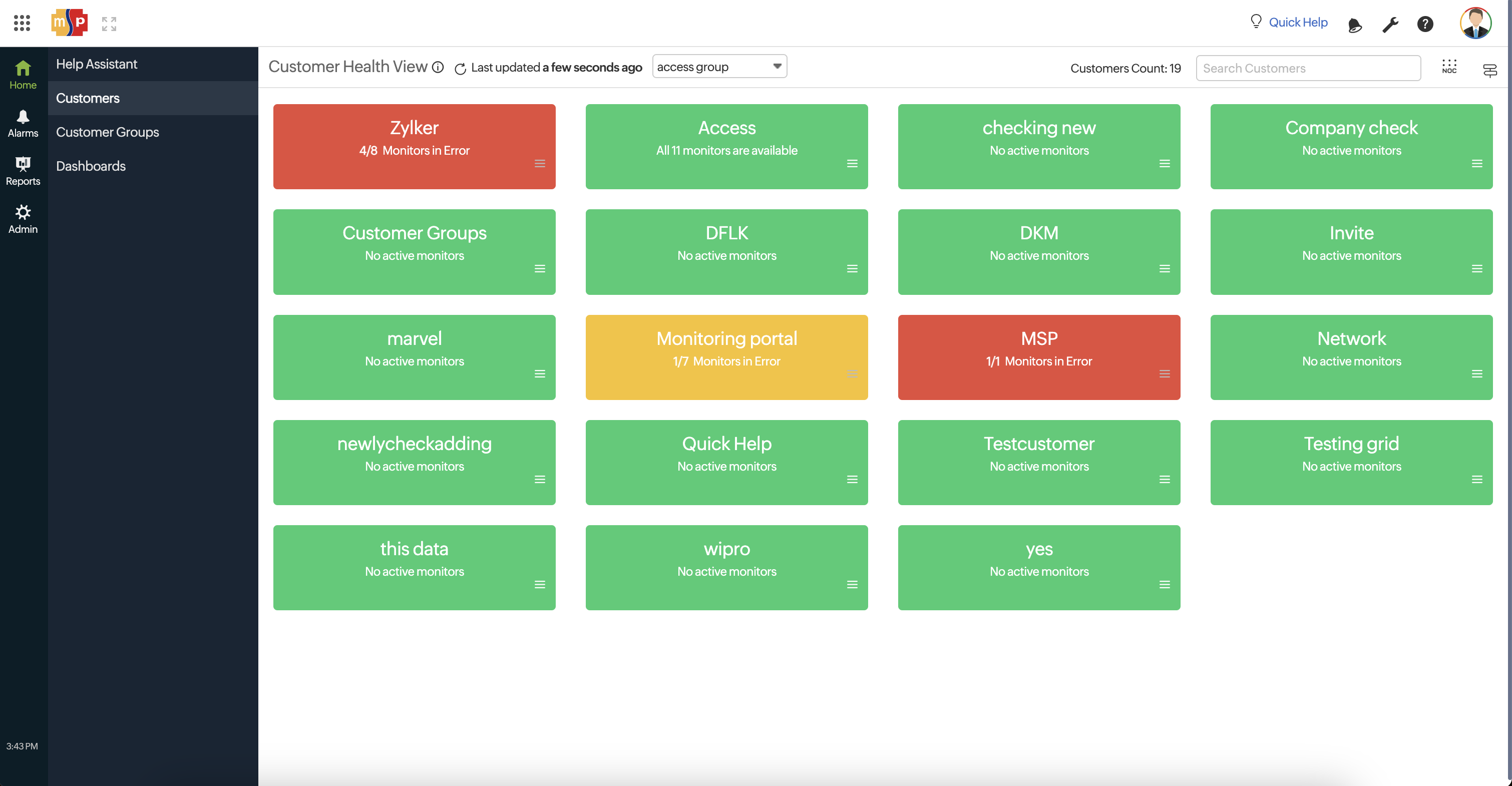 MSP Customer Health View