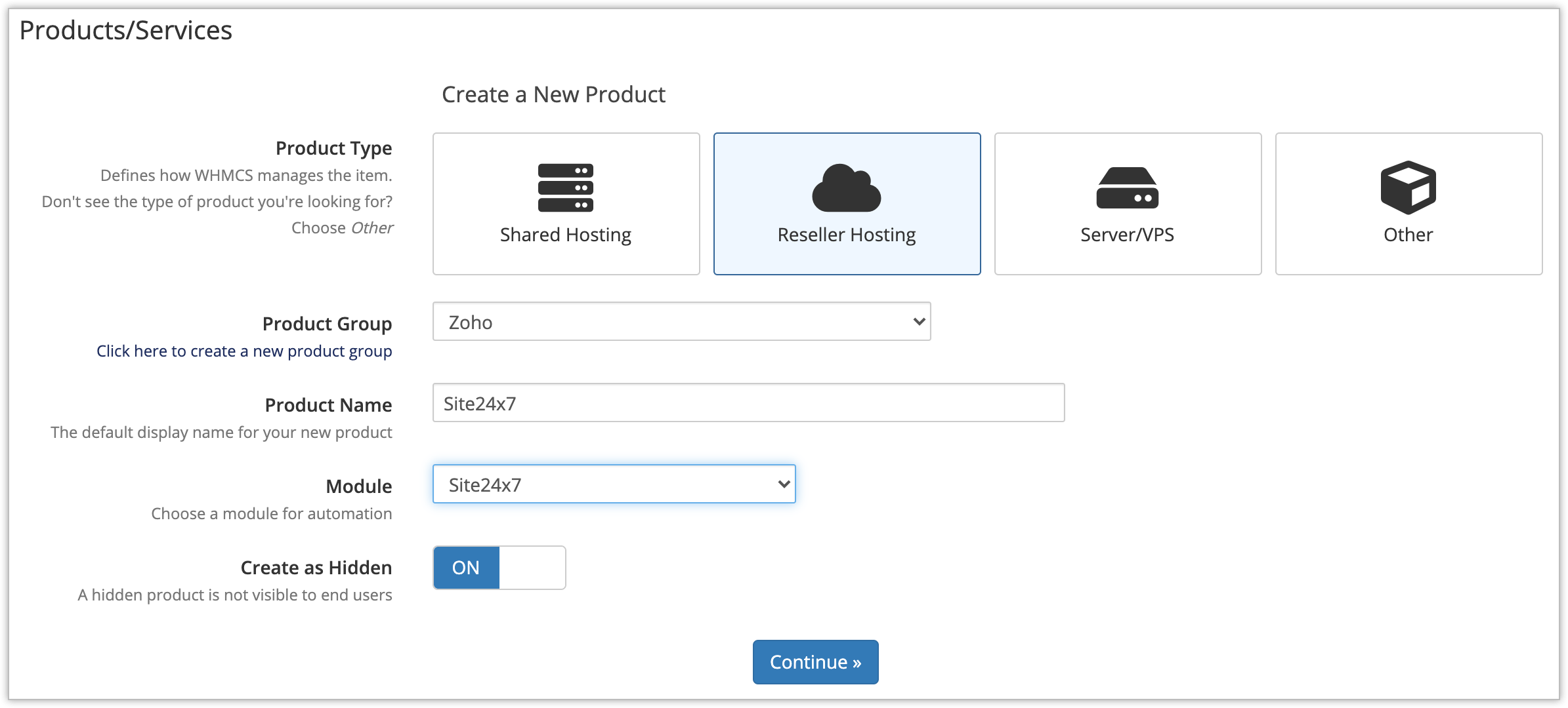 Module Settings on WHMCS